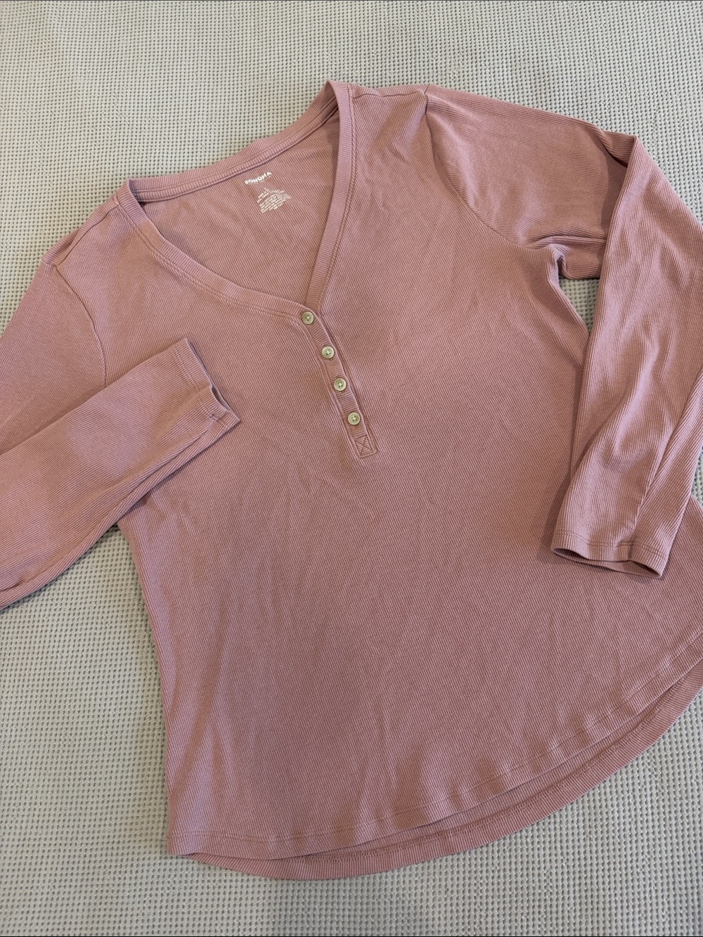 Sonoma Dusty Rose Henley Long-Sleeve Top